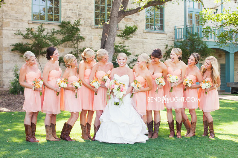 5-peach-bridesmaid-dresses-peach-pink-coral-wedding-color-scheme-hyatt-regency-hill-country-resort-wedding-san-antonio1