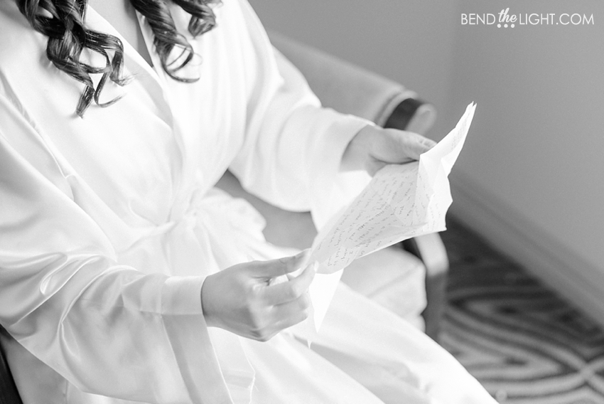 bride reading groom's note